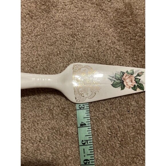 22K Gold Trim Georgian China USA Ceramic Cake Server Floral/Rose Vintage - Picture 3 of 3
